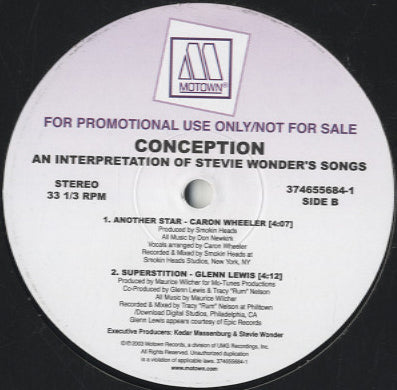 米12” Various Conception (An Interpretation Of Stevie Wonders Songs) 3746556841PROMO Motown /00250 Various - Conception (An Interpretation Of Stevie Wonder's