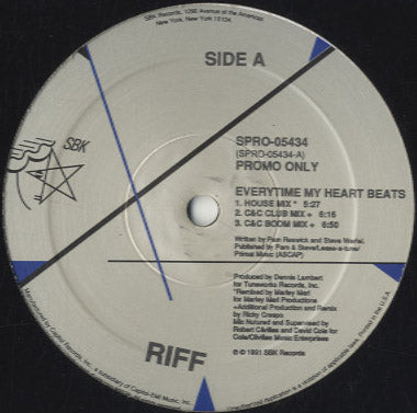 Riff ‎– Everytime My Heart Beats Riff – Everytime My Heart Beats – Vinyl (12