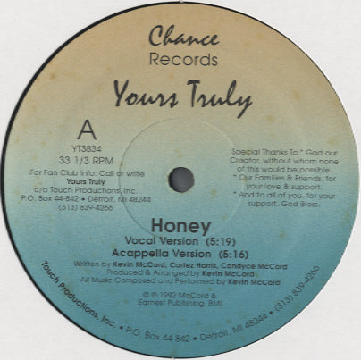 Yours Truly - Honey / Jam Tonite [12