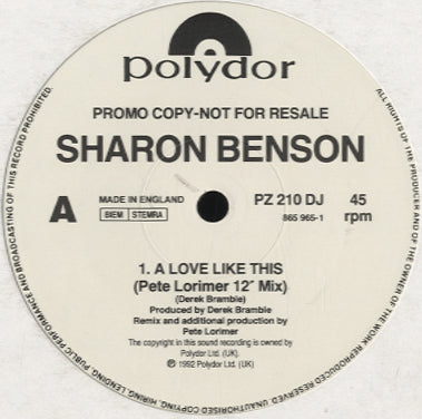 Sharon Benson - A Love Like This [12